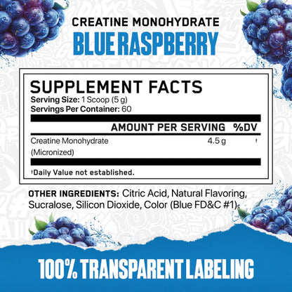 ABE Blue Razz Flavored Creatine Monohydrate Micronized
